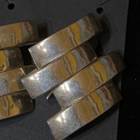 1.5" x 1" Vintage Sterling Silver 925 Mexican Offset Pierced Ear Earrings - Picture 2 of 6